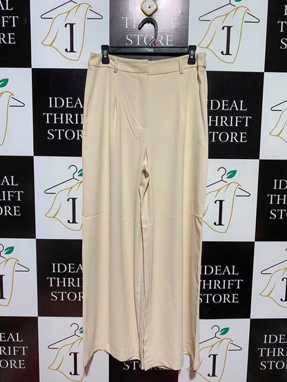 SHEIN |L| WAIST 30| B50| CREAM PLEATED HIGH-WAISTED WIDE-LEG TROUSERS