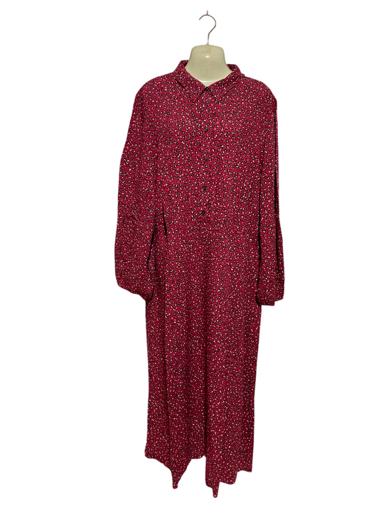 GEORGE |L| BUST 22| A1| RED AND BLACK MINI LEOPARD PRINT LONG SLEEVE COLLARED SHIRT DRESS