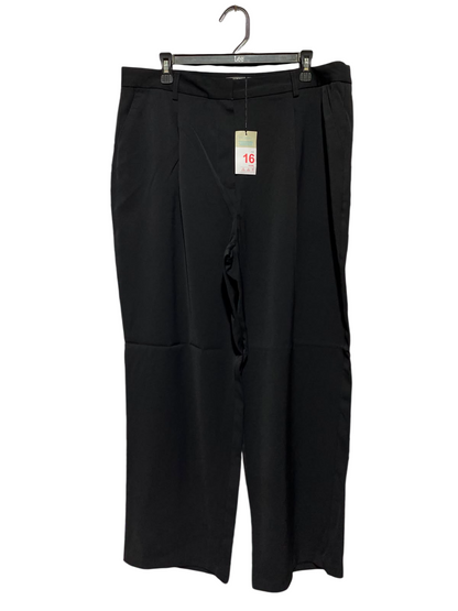PRIMARK |XXL| WAIST 36| A1| BLACK PLEATED WIDE LEG TROUSERS, NEW WITH TAGS