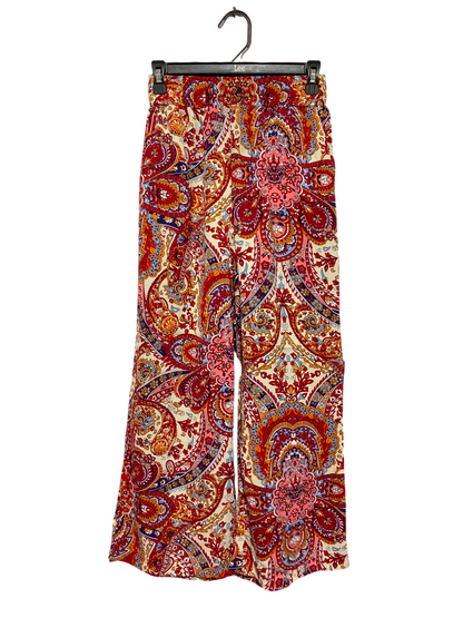 EMERY ROSE |S| WAIST 24| A1| VIBRANT BOHEMIAN MULTICOLOR PAISLEY PRINT WIDE LEG PANTS WITH SMOCKED ELASTIC WAIST