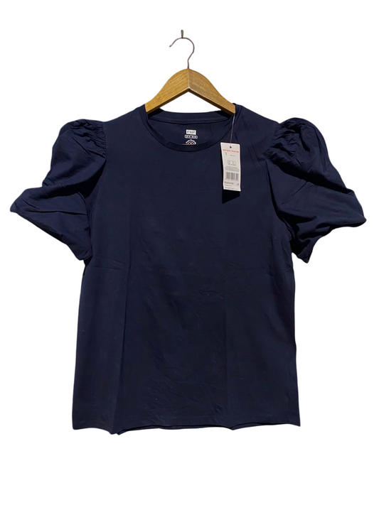 F&F |M| BUST 19| A1| NAVY BLUE SHORT PUFF SLEEVE CREW NECK T-SHIRT