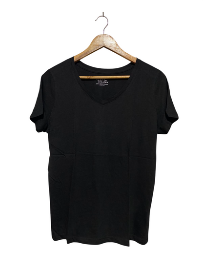 TIME AND TRU |M| BUST 19| A1| BLACK SHORT SLEEVE V-NECK T-SHIRT,