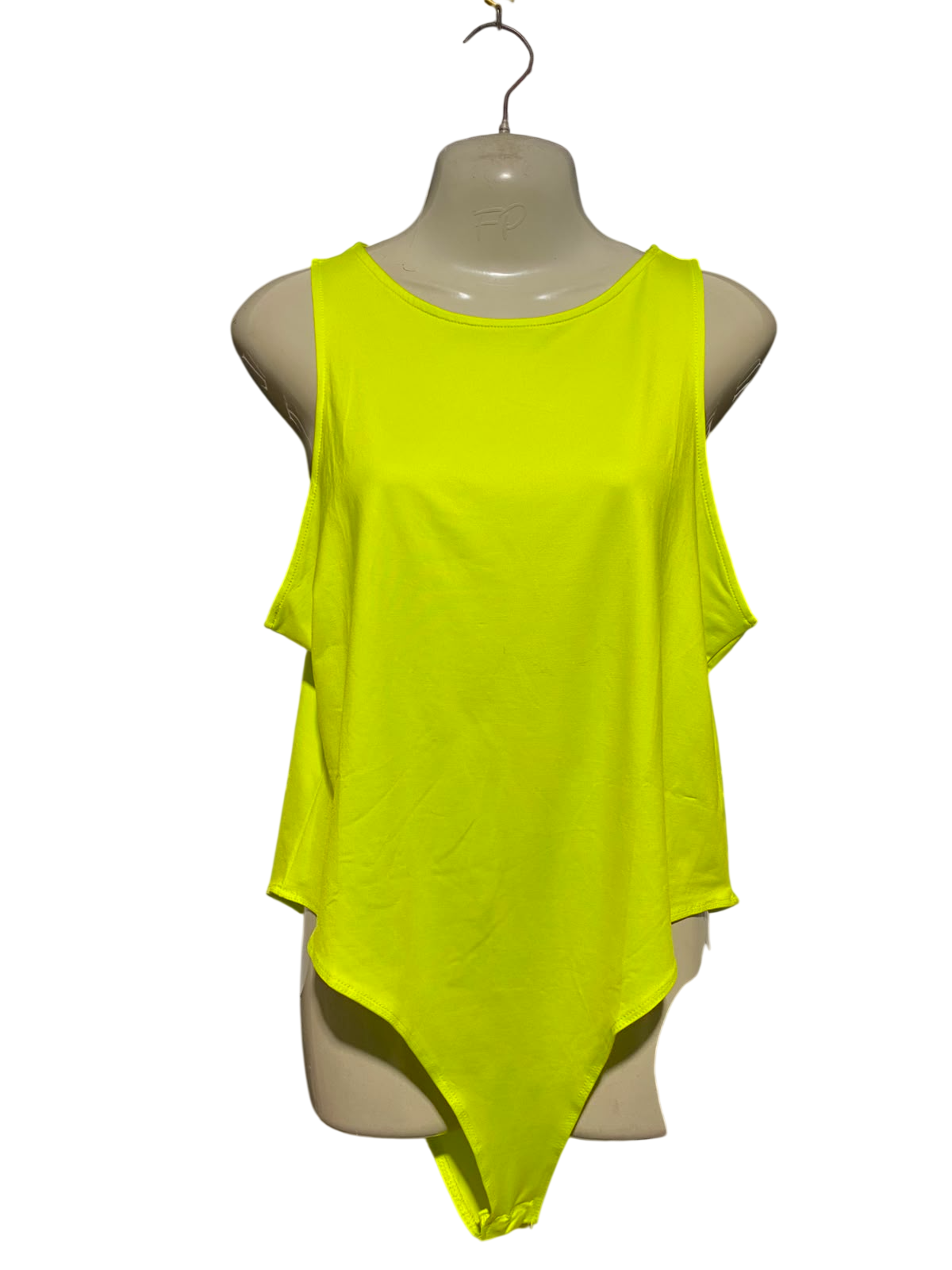 PRIMARK |XL| BUST 20| A1| YELLOW GREEN SLEEVELESS DROPPED ARMHOLE BODYSUIT DRAPEY TANK TOP