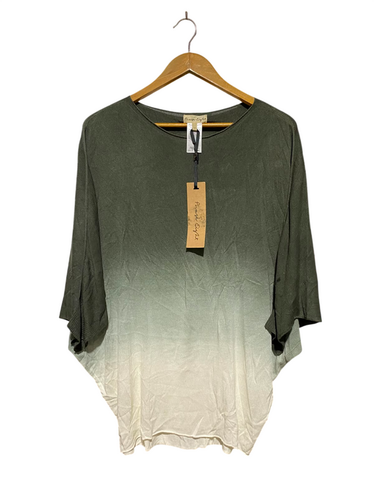 PHASE EIGHT |L| BUST FREE| A2| SAGE GREEN OMBRE BATWING KNIT TOP RELAXED BOOTNECK SWEATER