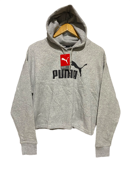 PUMA |M| BUST 23| A2| GREY ESSENTIALS RELAXED FIT CROPPED PULLOVER HOODIE SWEATSHIRT