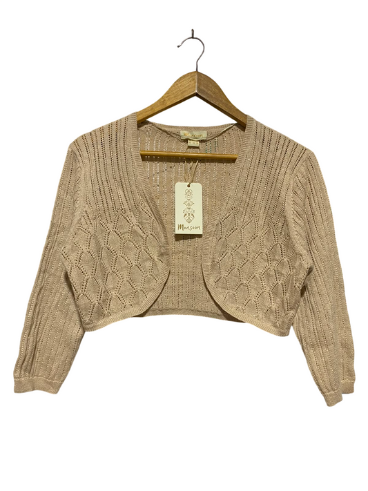 MONSOON |M| BUST 20| A2| CHAMPAGNE METALLIC SHIMMER CROPPED BOLERO CARDIGAN OPEN KNIT SHRUG