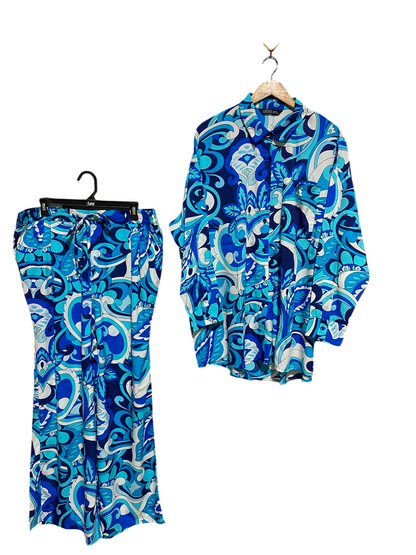 LIMITED COLLECTION |XXL| A2| RETRO BLUE PSYCHEDELIC PAISLEY TWO-PIECE CO-ORD SET