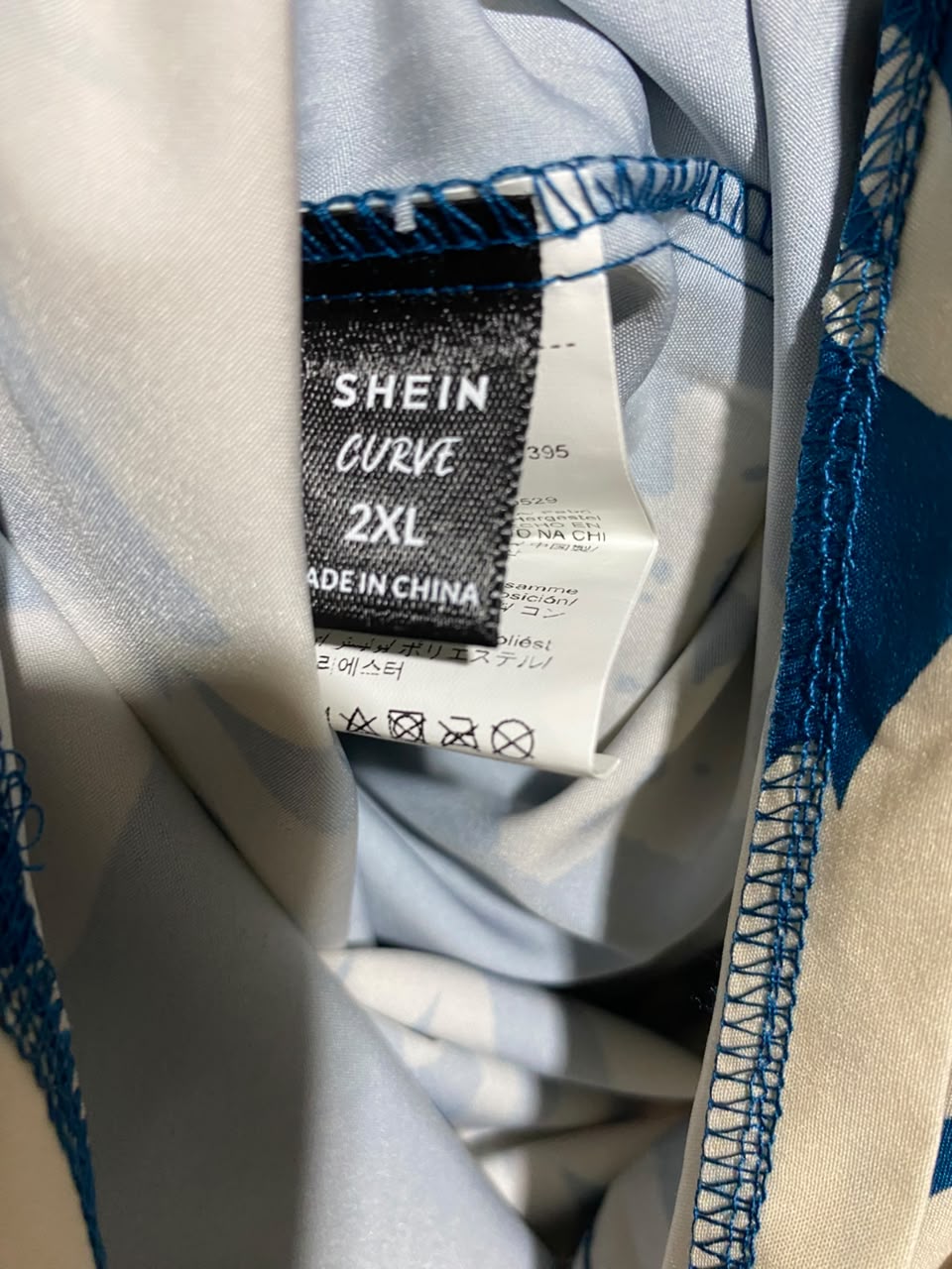 SHEIN CURVE |XXL| A2| TEAL BLUE AND CREAM DAMASK PRINT TWO-PIECE CO-ORD SET