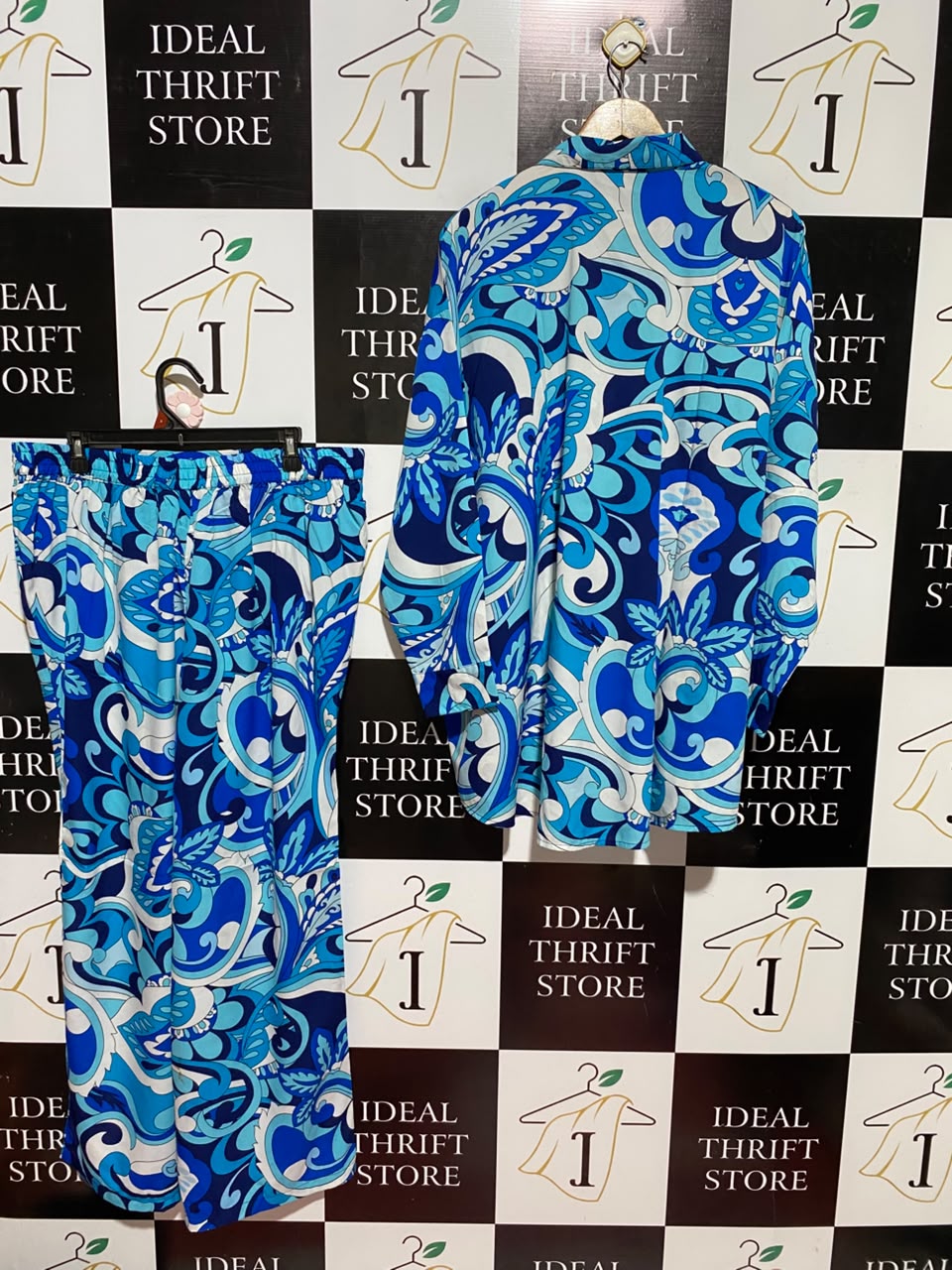 LIMITED COLLECTION |XXL| A2| RETRO BLUE PSYCHEDELIC PAISLEY TWO-PIECE CO-ORD SET