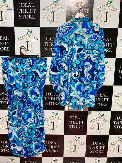 LIMITED COLLECTION |XXL| A2| RETRO BLUE PSYCHEDELIC PAISLEY TWO-PIECE CO-ORD SET