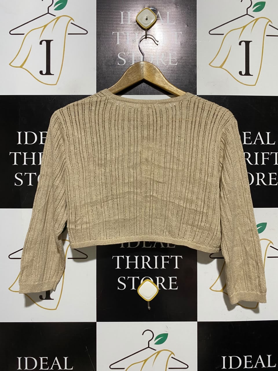 MONSOON |M| BUST 20| A2| CHAMPAGNE METALLIC SHIMMER CROPPED BOLERO CARDIGAN OPEN KNIT SHRUG