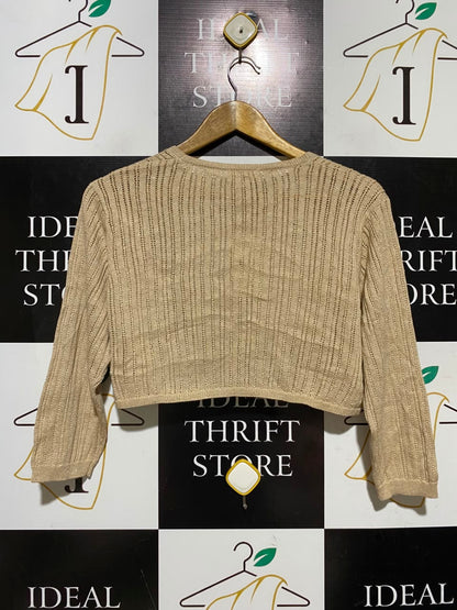 MONSOON |M| BUST 20| A2| CHAMPAGNE METALLIC SHIMMER CROPPED BOLERO CARDIGAN OPEN KNIT SHRUG