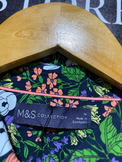 M&S |L| BUST 21| A2| LUXURY PIMA COTTON NO PEEP PLACKET FLORAL BUTTON-DOWN SHIRT