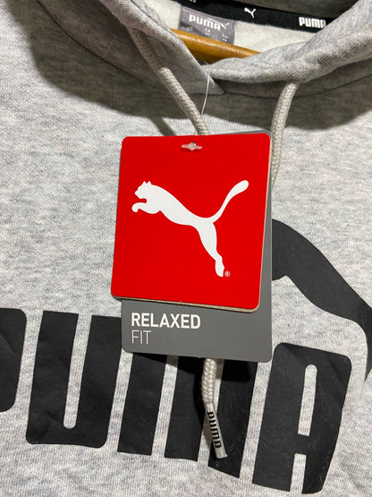PUMA |M| BUST 23| A2| GREY ESSENTIALS RELAXED FIT CROPPED PULLOVER HOODIE SWEATSHIRT