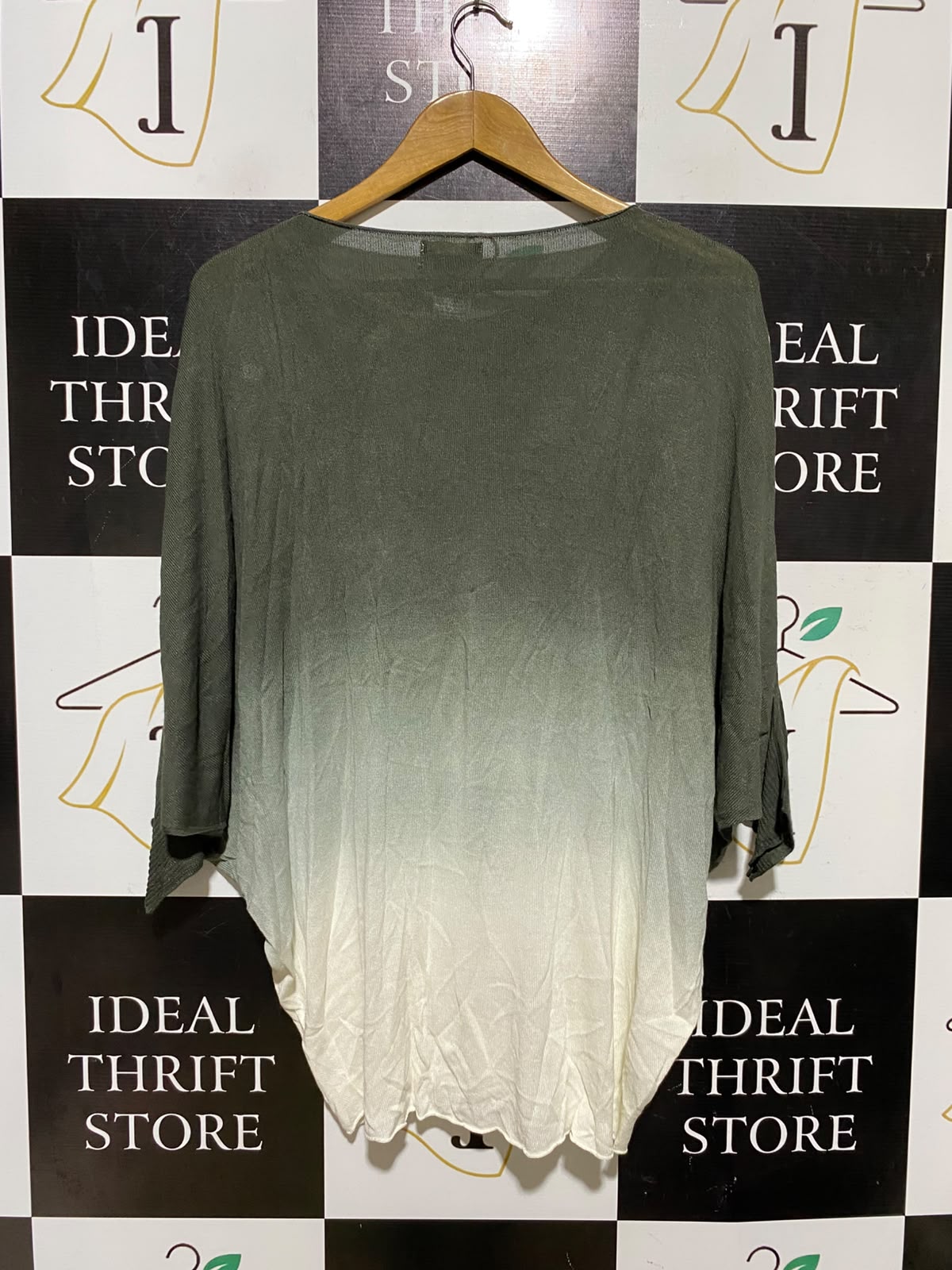 PHASE EIGHT |L| BUST FREE| A2| SAGE GREEN OMBRE BATWING KNIT TOP RELAXED BOOTNECK SWEATER