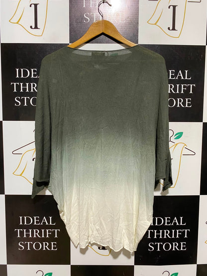 PHASE EIGHT |L| BUST FREE| A2| SAGE GREEN OMBRE BATWING KNIT TOP RELAXED BOOTNECK SWEATER