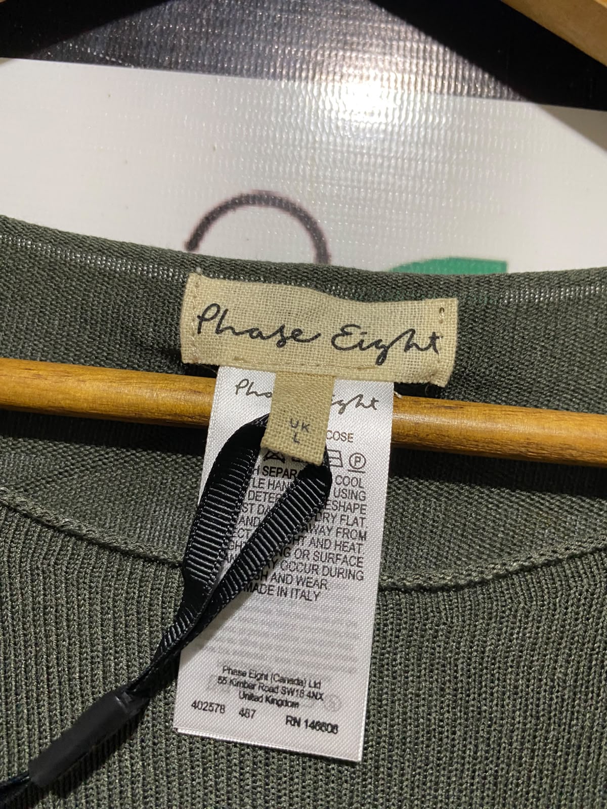 PHASE EIGHT |L| BUST FREE| A2| SAGE GREEN OMBRE BATWING KNIT TOP RELAXED BOOTNECK SWEATER
