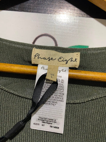 PHASE EIGHT |L| BUST FREE| A2| SAGE GREEN OMBRE BATWING KNIT TOP RELAXED BOOTNECK SWEATER
