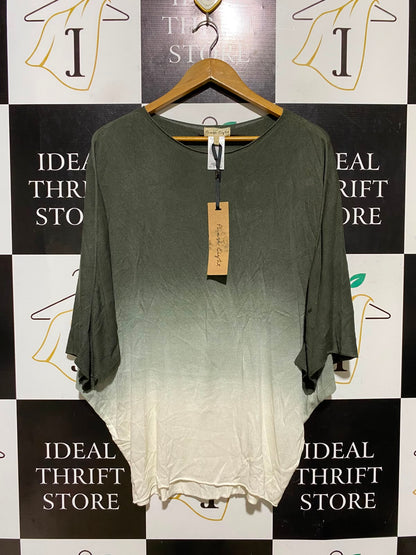 PHASE EIGHT |L| BUST FREE| A2| SAGE GREEN OMBRE BATWING KNIT TOP RELAXED BOOTNECK SWEATER