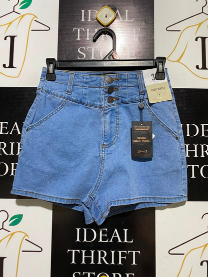 DENIM CO |S| WAIST 25| A1 | HIGH WAIST THREE-BUTTON LIGHT WASH JEANS SHORTS