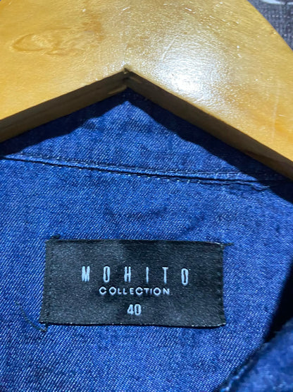 MOHITO |L| BUST 20| A1| DARK WASH DENIM SHIRT DRESS WITH NOVELTY EMBROIDERED PATCHES