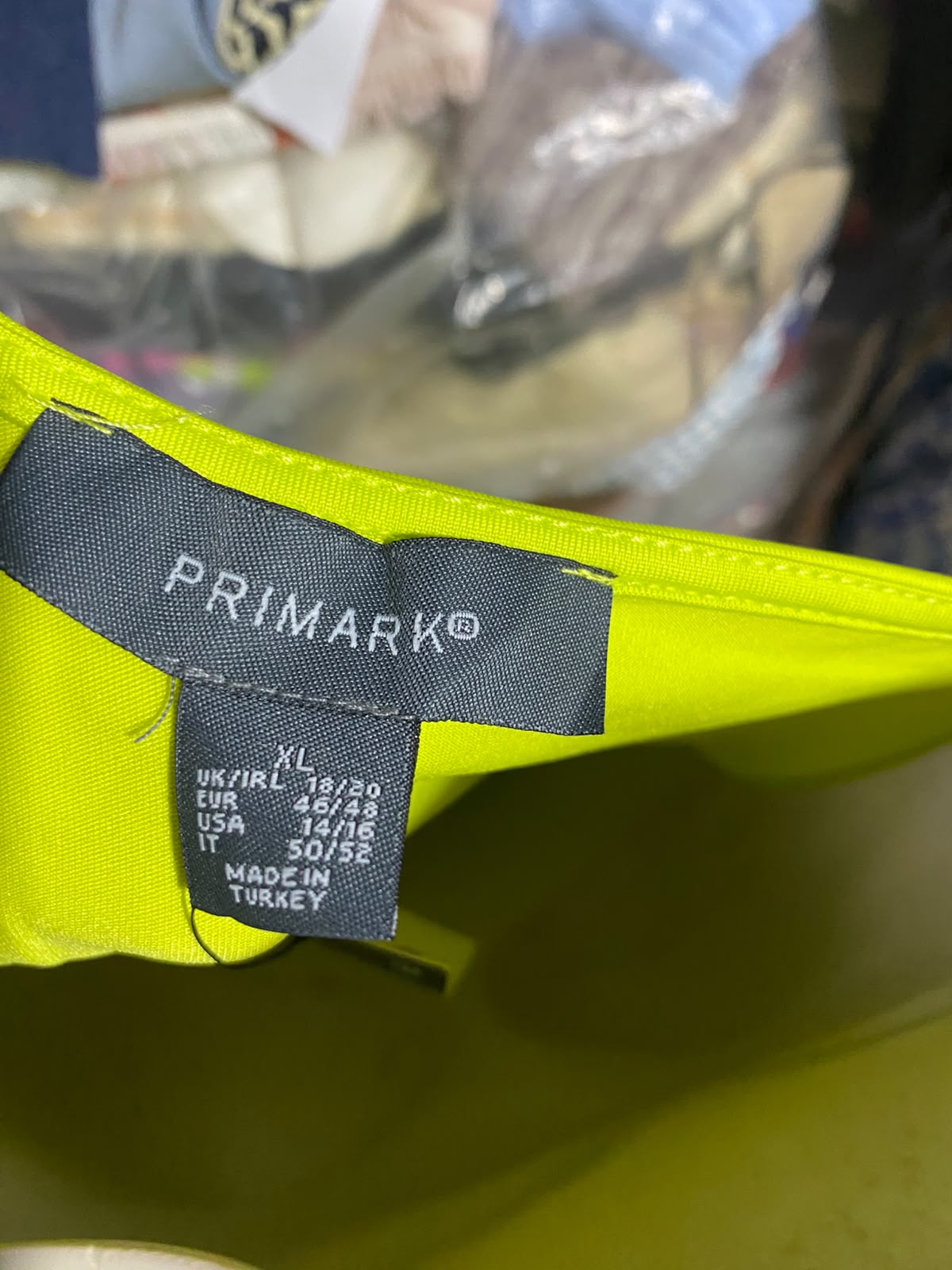 PRIMARK |XL| BUST 20| A1| YELLOW GREEN SLEEVELESS DROPPED ARMHOLE BODYSUIT DRAPEY TANK TOP