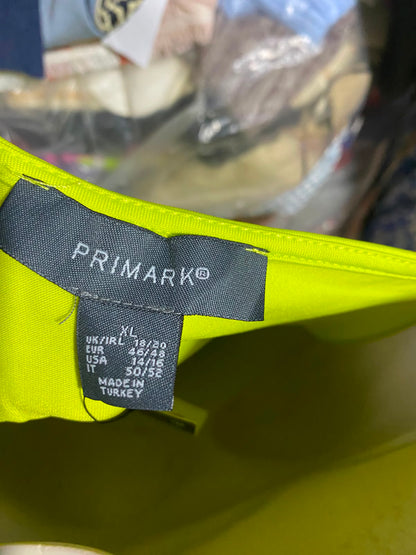 PRIMARK |XL| BUST 20| A1| YELLOW GREEN SLEEVELESS DROPPED ARMHOLE BODYSUIT DRAPEY TANK TOP