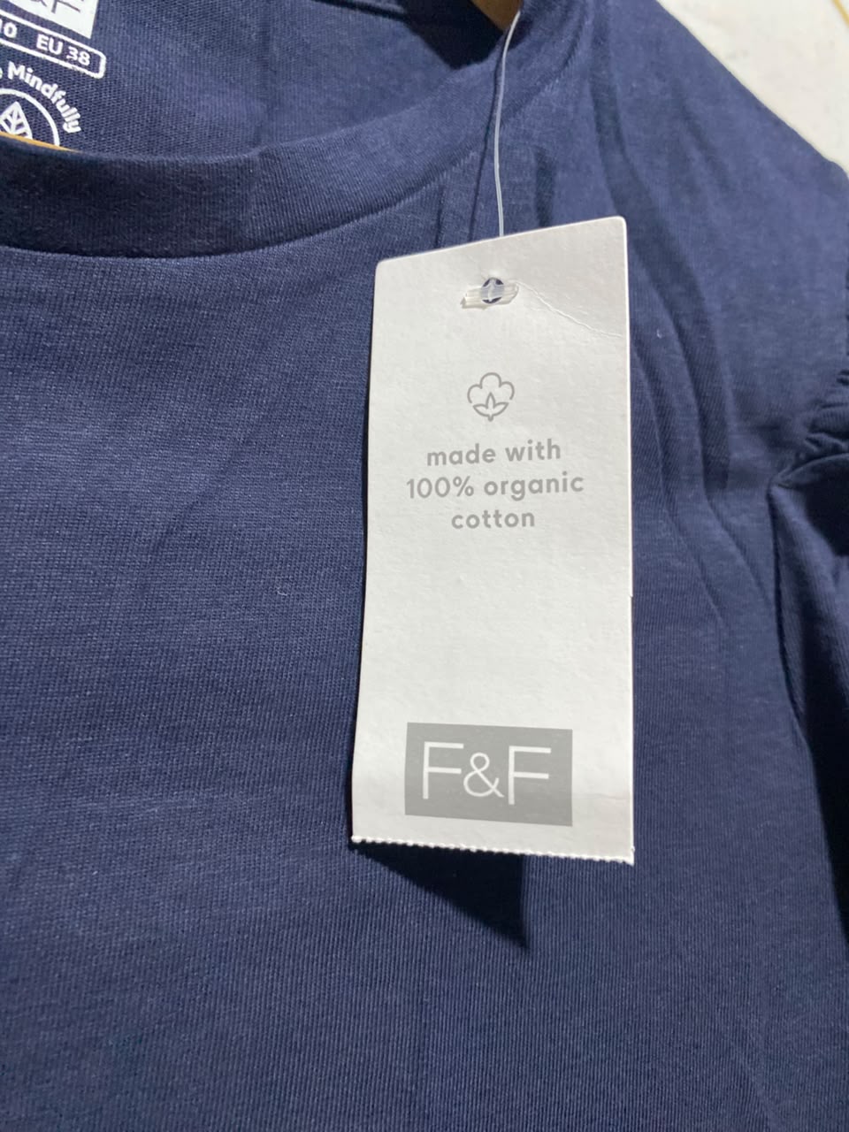 F&F |M| BUST 19| A1| NAVY BLUE SHORT PUFF SLEEVE CREW NECK T-SHIRT