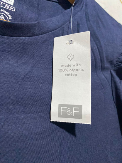F&F |M| BUST 19| A1| NAVY BLUE SHORT PUFF SLEEVE CREW NECK T-SHIRT