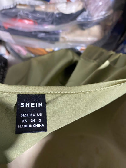 SHEIN |XS| BUST 17| A1| ELEGANT OLIVE GREEN SATIN COWL NECK SLIP MIDI DRESS WITH SPAGHETTI STRAPS