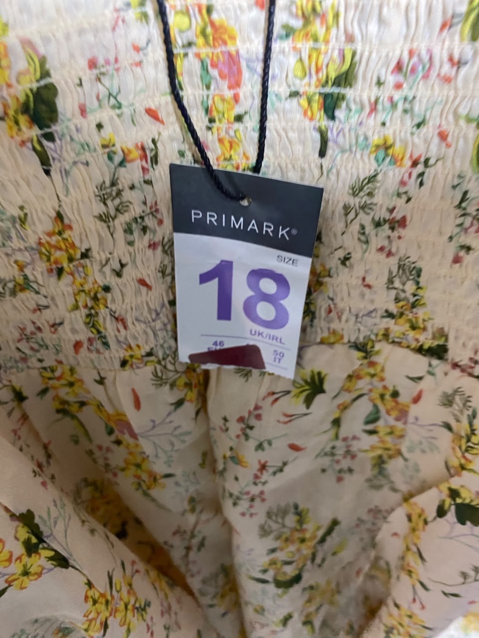 PRIMARK |L| BUST 20| A1| YELLOW FLORAL PRINT V-NECK MAXI DRESS WITH TIE-SHOULDER STRAPS