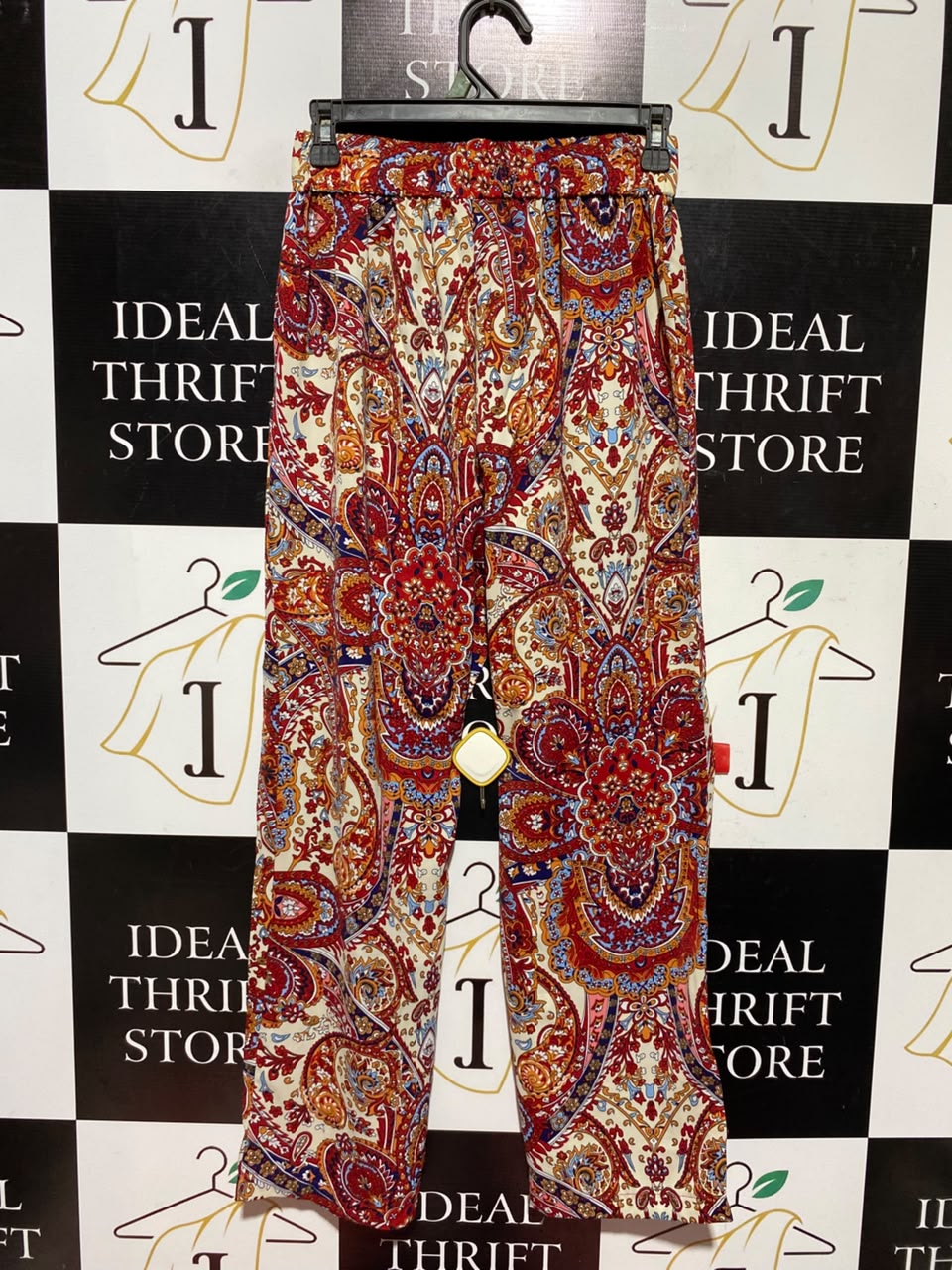 EMERY ROSE |S| WAIST 24| A1| VIBRANT BOHEMIAN MULTICOLOR PAISLEY PRINT WIDE LEG PANTS WITH SMOCKED ELASTIC WAIST