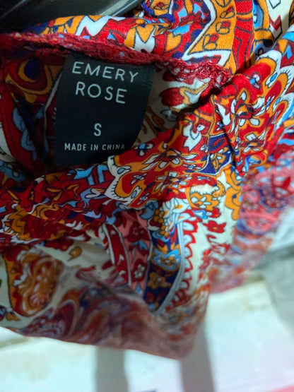EMERY ROSE |S| WAIST 24| A1| VIBRANT BOHEMIAN MULTICOLOR PAISLEY PRINT WIDE LEG PANTS WITH SMOCKED ELASTIC WAIST