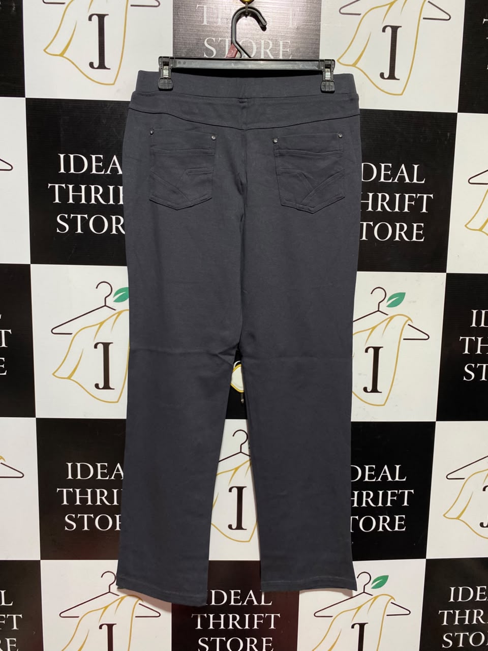 JUST ELEGANCE |M| WAIST 29| A1| CHARCOAL GREY STRAIGHT LEG STRETCH PANTS, NEW WITH TAGS