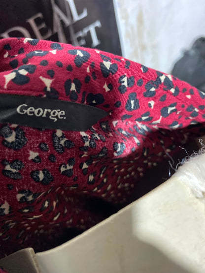 GEORGE |L| BUST 22| A1| RED AND BLACK MINI LEOPARD PRINT LONG SLEEVE COLLARED SHIRT DRESS