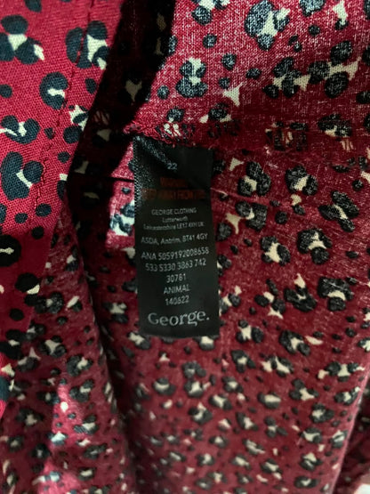 GEORGE |L| BUST 22| A1| RED AND BLACK MINI LEOPARD PRINT LONG SLEEVE COLLARED SHIRT DRESS