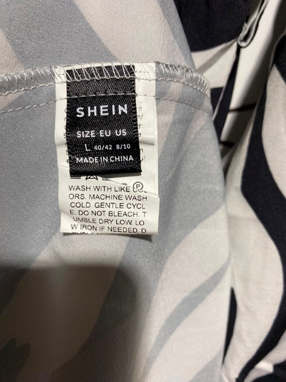 SHEIN |L| BUST 19| A1| BLACK AND WHITE ZEBRA STRIPE PRINT SURPLICE V-NECK MAXI DRESS WITH RUFFLED SLEEVES