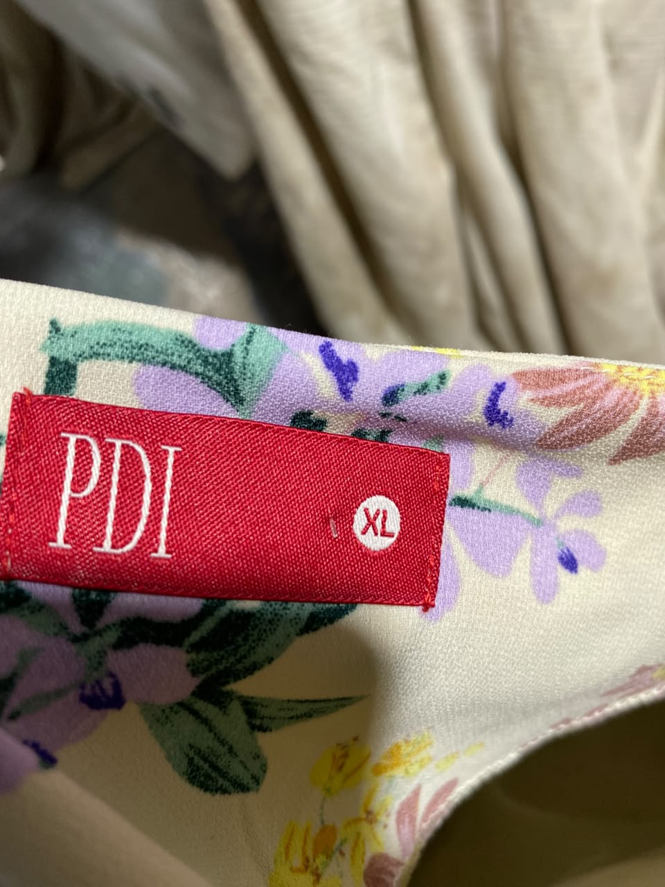 PDI |XL| BUST 22| A1| CREAM MULTICOLOR PASTEL FLORAL PRINT LONG SLEEVE MIDI DRESS WITH TIE-WAIST