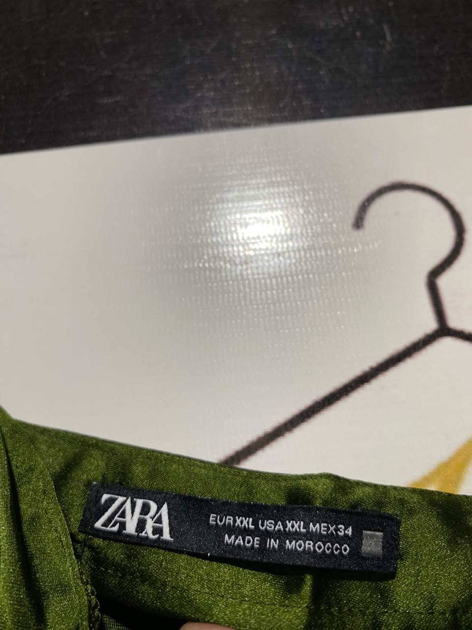 ZARA |XL| BUST 20| A1| LUXURIOUS OLIVE GREEN SATIN SLIP MIDI DRESS WITH EMBELLISHED STRAPS AND SIDE RUCHING