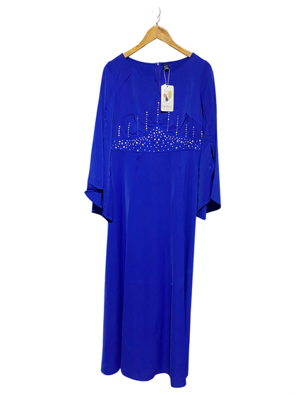 SHEIN |L| BUST 18| A2| BELLE ROYAL BLUE EMBELLISHED EMPIRE WAIST COBALT MAXI DRESS NWT