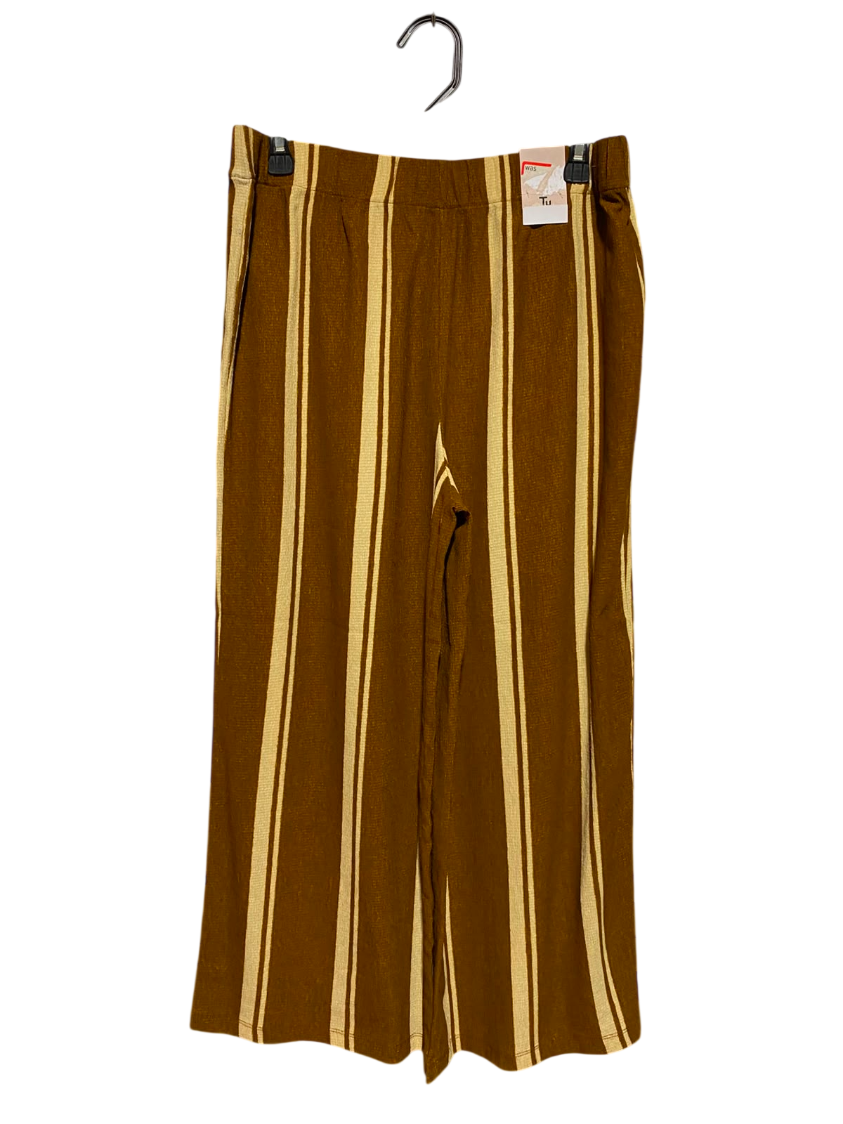 TU WOMAN |L| WAIST 30| A2| BROWN AND CREAM VERTICAL STRIPED WIDE-LEG PALAZZO LOUNGE PANTS NWT