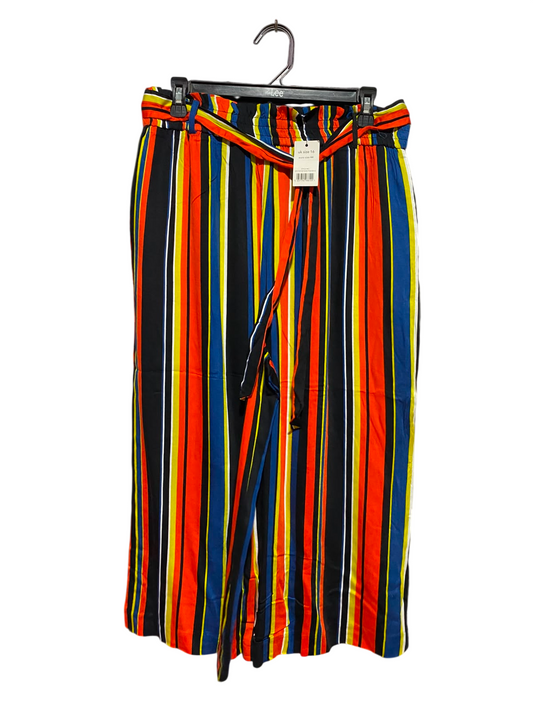 GEORGE |L| WAIST 31| A2| MULTICOLOR VERTICAL STRIPED PAPERBAG WAIST WIDE-LEG CULOTTES PANTS NWT
