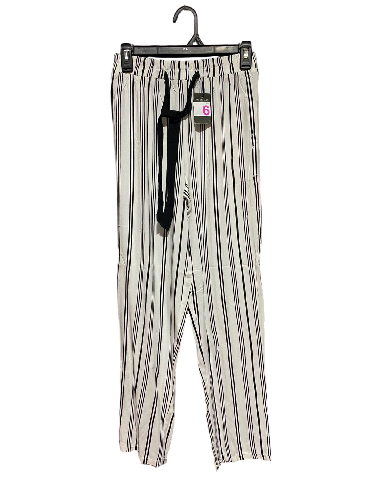 PRIMARK |S| WAIST 25| A2| WHITE AND BLACK STRIPED DRAWSTRING WIDE-LEG LOUNGE PANTS NWT