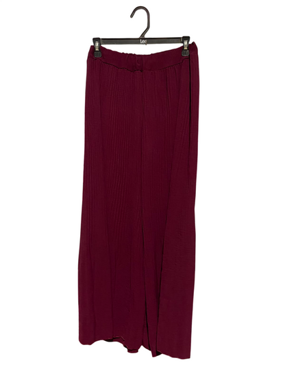 |S| WAIST 26| A2| BURGUNDY CRINKLE PLISSE WIDE LEG PALAZZO PANTS