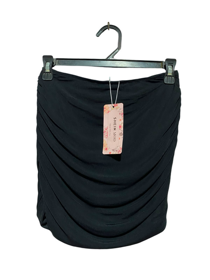 SHEIN |S| WAIST 25| A2| MOD BLACK RUCHED BODYCON MINI SKIRT NWT
