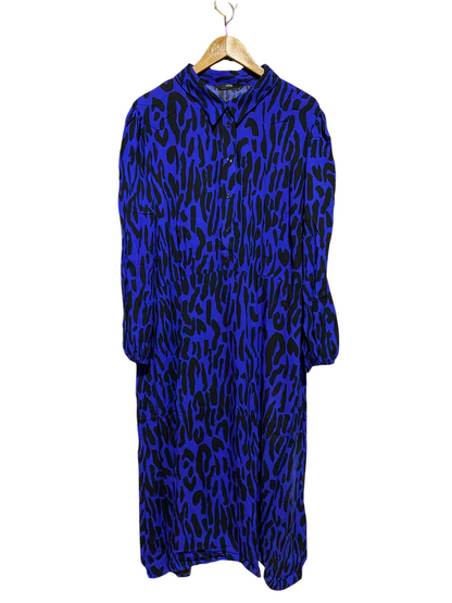 GEORGE |XL| BUST 23| A2| STUNNING COBALT BLUE AND BLACK ANIMAL PRINT SHIRT DRESS