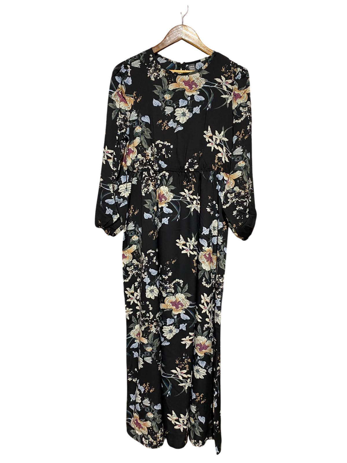 SHEIN |L| BUST 18| A2| ELEGANT BLACK VINTAGE FLORAL PRINT MAXI DRESS