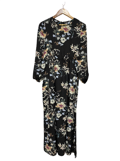 SHEIN |L| BUST 18| A2| ELEGANT BLACK VINTAGE FLORAL PRINT MAXI DRESS