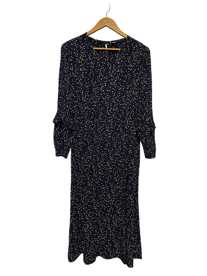 PAPAYA |L| BUST 20| A3| WHIMSICAL CELESTIAL STAR PRINT LONG SLEEVE MIDI DRESS