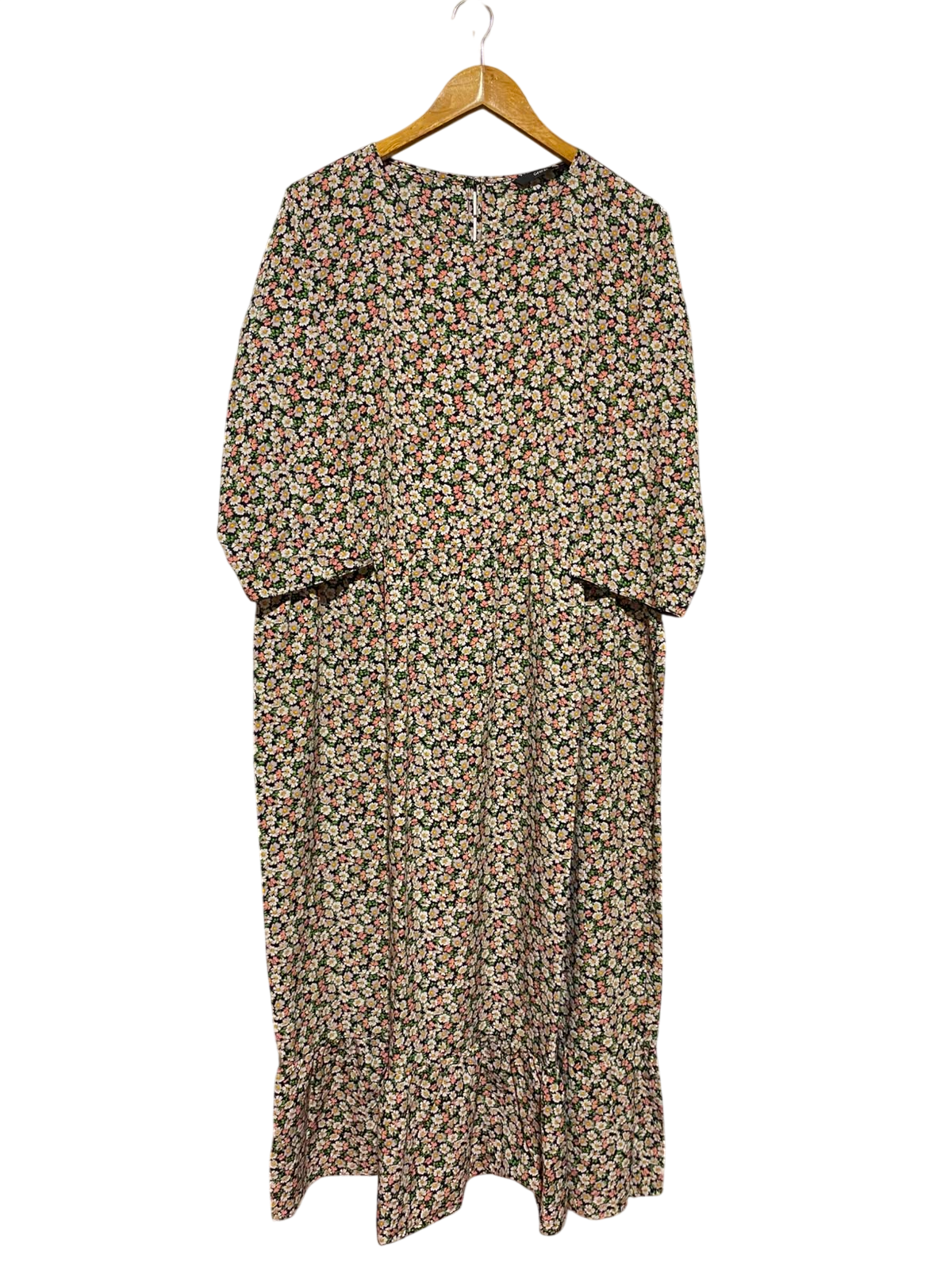 GEORGE |XL| BUST 23| A3| VINTAGE DAISY FLORAL PRINT MIDI DRESS WITH RUFFLE HEM